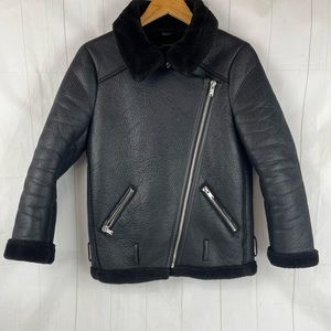 Zara Woman Black Faux Leather Jacket Size XS